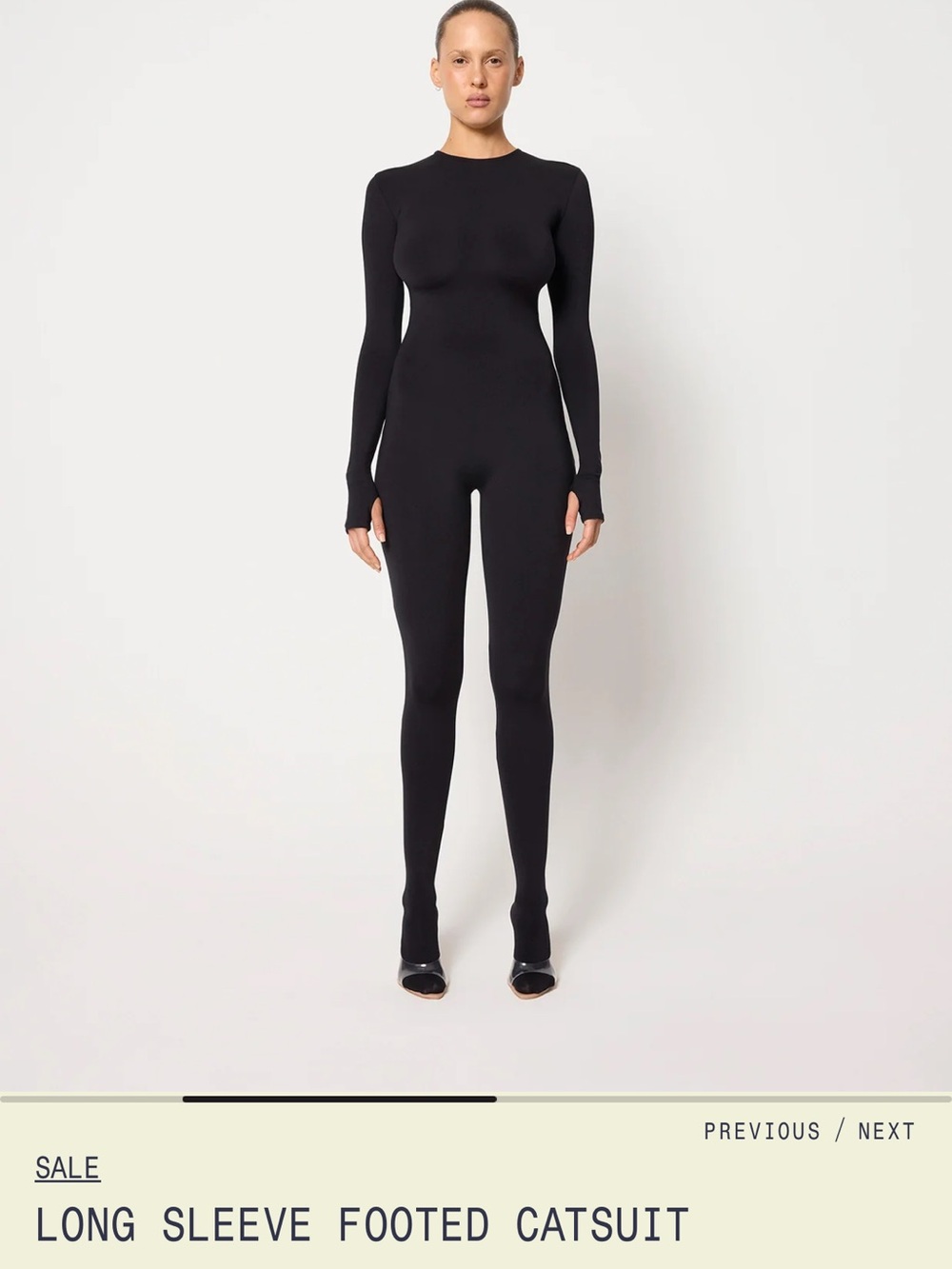 Long Sleeve Footed Catsuit Jumpsuit - Black